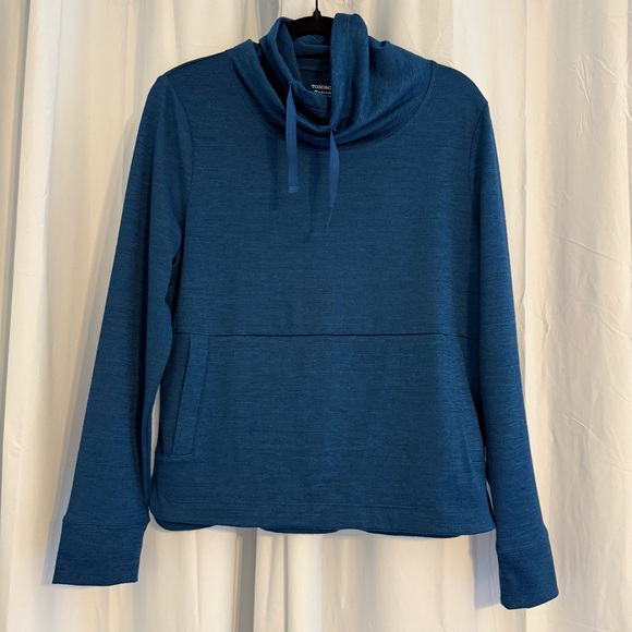 Toad&Co Sweaters - Toad & Co Blue Cowl Neck Pullover Kangaroo Pocket Top Womens Medium